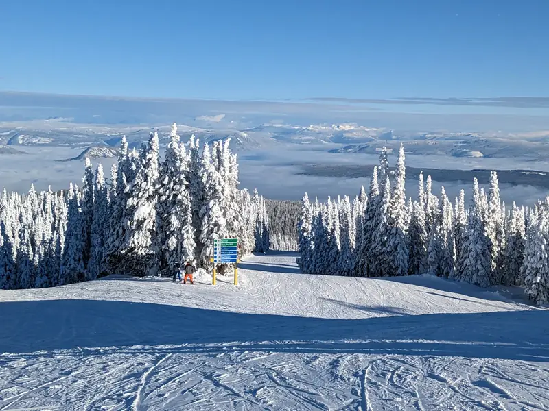 Bluebird ski day at SilverStar Mountain Resort above Vernon